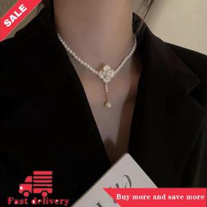 [COD] Pearl Flower Jewelry Set Women Sweet Elegant Pearl Necklace Earrings Ring Sweet Choker Fashion Wedding Jewelry