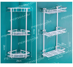 【No need to Drill】 3-Layer Aerospace Aluminium Bathroom Corner Shelf Rack Corner Wall-mounted Tripod Storage Rack