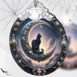 Stained Glass Christmas Decor - Christmas Ornaments - Christmas Tree Ornaments - Christmas Tree Decorations - Gift Exchange - Gift Ideas - Gifts for Christmas (Creepy Chic Black Cat)