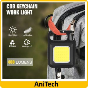 LED lampu suluh Flashlight Multifunctional USB Rechargeable COB Chargeable Flashlight Work Lamp Mini Keychain LED Light