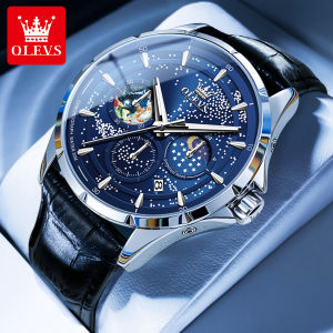 swiss certification OLEVS chronograph watch for men sale now waterproof original multifunctional genuine leather calendar luminous starry watch