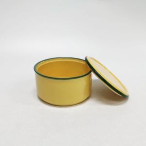 INDRA CERAMIC เซรามิกเข้าไมโครเวฟ หม้อโบราณ และปิ่นโต ลายสังกะสีเคลือบเหลือง(ตั้งบนเตาแก๊ส/เตาไฟไม่ได้)