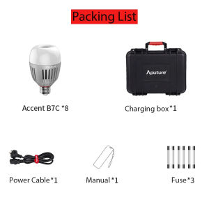 Aputure ACCENT B7C 8 LIGHT KIT 7W RGBWW LED Smart Bulb with Charging Box 2000K-10000K Full-Color Photography Camera Lamp