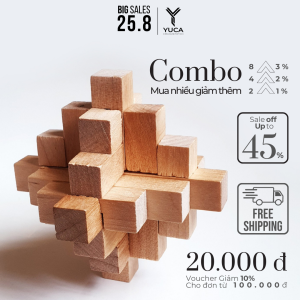 Đồ chơi khóa gỗ 15 Tongs - Fifteen Tongs Yuca Puzzle - 15 kẹp Thử thách giải đố thông minh Hack não Trí tuệ Đồ chơi Tư duy Xếp hình 3D