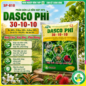 Phân Bón Lá Hỗn Hợp NPK DASCO PHÌ 30-10-10 – Mập Chòi Kéo Đọt Phát Bông (Gói 1kg)