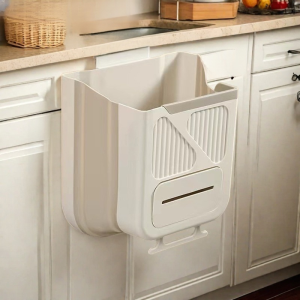 🔥 Foldable wall-mounted trash can / wall-mounted storage bin / cabinet-mounted trash can kitchen trash can small trash can minimalist design excellent space-saving in the kitchen can be used for many years.