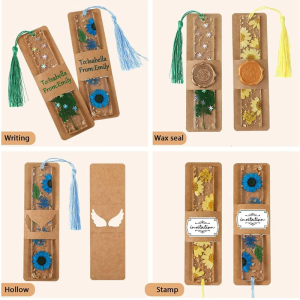 30pcs Resin Bookmark Holder Kraft Paper Bookmark Sleeves Cover Blank Display Cards for Bookmark Wrapping Packaging