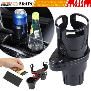 【2 In 1 Car Cup Holder】 Drinking Bottle Holder Slip-proof 360 Degree Rotating Water Cup Holder Multifunctional Dual Holder Car-Cup-Holder