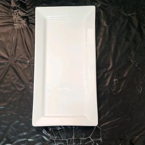 Porcelain Rectangle Plate Japanese Long Plate 14 x 7 Food Dish Sushi Dessert Fruit Pure White Hotel Quality Restaurant Pinggan Putih Panjang Kaca 长方盘陶瓷