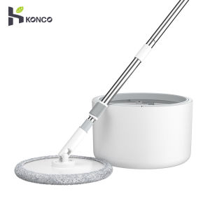 Konco 360 Rotating Mop Round  Mop with bucket  Microfiber Mop Round Bucket Household Sweeper Tile Cleaner Carton Flow System  Floor Cleaning Tool household cleaner