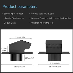 4 6" Roof Vent Cap  Roof Vents For Houses Galvanized Steel Rooftop Dryer Exhaust Vent Cap with Damper