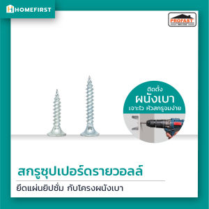 Profast สกรูซุปเปอร์ดรายวอลล์ สกรูยิงฝ้าและผนัง (ใช้งานแทนสกรูดำ) สกรูหัวคมเจาะเร็วไม่โยกคลอน ใช้งานง่าย เกลียวล็อคแผ่นแน่น แพ็ค 100300ตัว