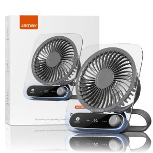 JAMAY Portable Mini Fan Wall Mounted Ceiling Fan USB Multifunctional Rechargeable Desktop Fans Small Hook Hanging F14D