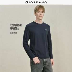 Giordano Beau Monde Men Starlight embroidery long sleeve tee Free Shipping 13026645