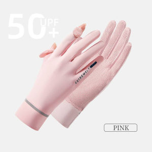 Thin Ice Silk Exposed Fingers Touch Screen Mitten/ Women UV Sunscreen Short Gloves/ Breathable Mesh Glove for Car Motorcycle Bike Driving
