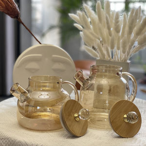 Bamboo covered glass water kettle cold water kettle Gaopeng silicon tea brewing glass water kettle household kettle teapot cool water kettle
