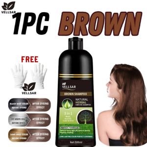 [BUY 1 TAKE 1] Vellsar Herbal Hair Dye Shampoo Non-irritating formular Transform hair Into Natural Color permanent 500ml