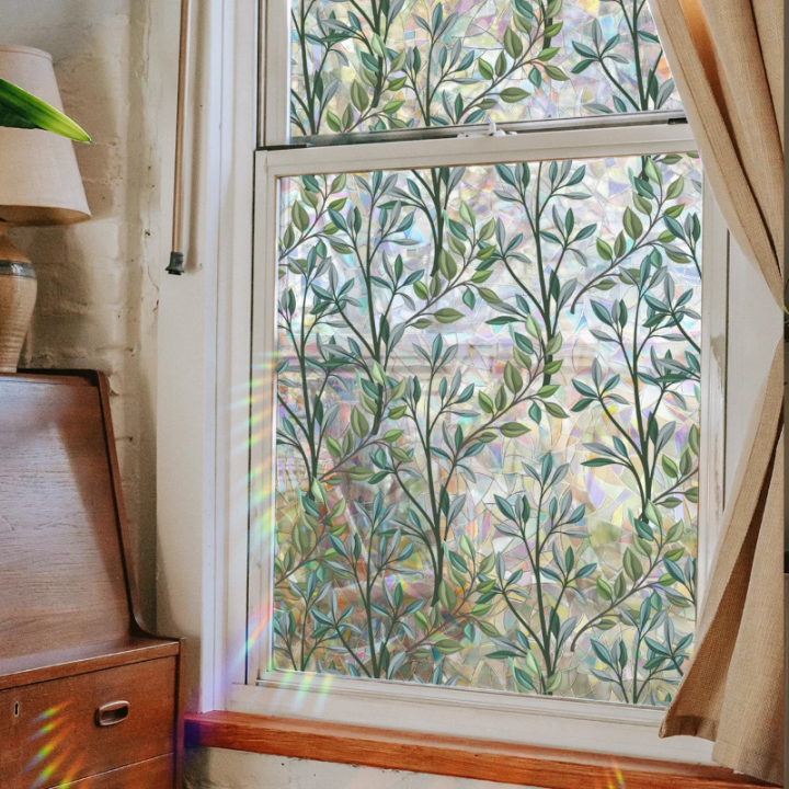 [HJKGKJGNBK 125] Green Plant Leaves Window Film Decorative Vines Window