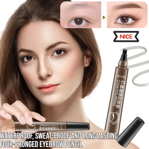 Waterproof sweat-proof and Long Lasting four-pronged eyebrow pencil Korean makeup non-smudging bifurcated Brow Pen