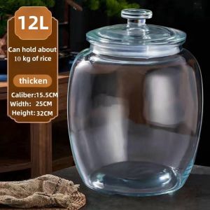 12L/16 liters big glass jar with airtight lid rice storage container Multifunction transparent food container rice dispensers 10kg/15kilos kitchen canisters jars