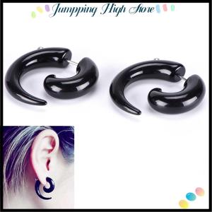 【Jumpping】 ต่างหูแบบหมุดรูปหอยทากอะคริลิกสีดำแนวโกธิคสำหรับผู้ชายผู้หญิงเครื่องประดับเจาะหู