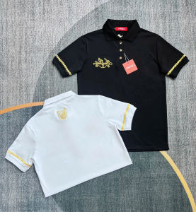 Áo thun polo nam thêu Lờ Ver viền chỉ vàng 2 tay vải poly co giãn 4 chiều MLCL