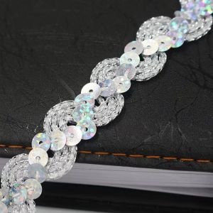 XIJIBAN 15MM Sequin Lace Braided Band 5 Yards DIY Sewing Dress Wedding Tape Decor Laces Fabric Accessories Ribbon Trim Sewing Clothes Stage