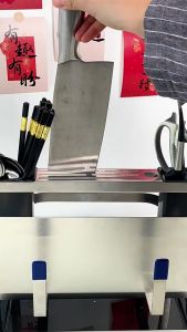 SJORAGE SUS304 Stainless Steel Kitchen Knife Holder Wall Mount & Countertop Multifunctional Storage Rack for Knives Cutting Board Pot Lid Chopsticks Spoon Fork with Removable Drip Tray Kitchen Organizer