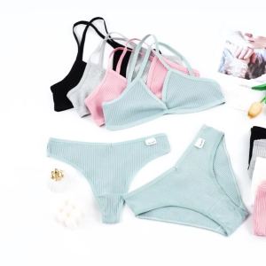 Bộ 2 chiếc áo ngực áo lót không gọng gợi cảm cho đồ lót gợi cảm áo ba lỗ có gân Bộ đồ lót hở eo thời trang màu hồng sis