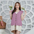 Vest Rajut Wanita Mia Cable Ling / Rompi Rajut Modern Terbaru 2021 / Rompi Rajut Wanita Korean Style / Outer Rajut Wanita Tanpa Lengan / Baju Luaran Wanita Hijab Non Hijab / OOTD Hijab Wanita Remaja Modern / Vest Rajut Wanita Korea Kekinian Casual Murah. 