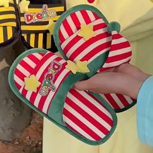 XIXITIAO รองเท้าแตะผ้าฝ้ายลำลองสำหรับทั้งหญิงและชายวินเทจสนุกการตกแต่งบ้านคู่ลายแถบสีรองเท้าแตะผ้าฝ้ายฤดูใบไม้ผลิฤดูร้อน