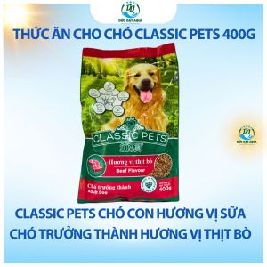 Thức ăn cho chó lớn vị bò và chó con vị sữa CLASSIC PETS gói 400g