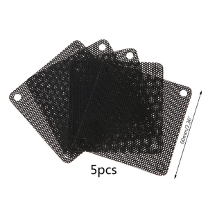 60mm PC Fan Dust Computer Fans Cooler PVC Black Dustproof for Case Cover Computer Mesh 5 Packs