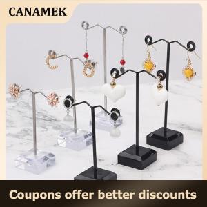 【 CANAMEK 】 Metal Jewelry Display Stand Black Clear Acrylic Stud Earring Holder Hook Hanger Counter Case Jewelry Organizer Bouches Ornament