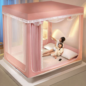 1.5m/1.8m/2.0m Household Mosquito Net Baby Net Integrated Blackout Bed Curtain Fully Enclos Three Door With Curtain Net