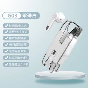 LS Bluetooth Headset G03 True Wireless Bluetooth Headset Translucent HIFI Sound Quality High Quality Half-in-ear Mobile Phone Universal Bluetooth Sports Headset with Charging Compartment Waterproof Running Fitness Headset