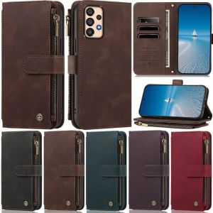 Flip Leather Zipper Wallet Case For Samsung Galaxy A53 A52 A22 A32 A23 A12 A13 A72 A52S A33 A73 M53 M33 M52 M13 A04S A04E Cards Phone Cover
