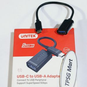 Cáp OTG Type C dài 20Cm (USB C ra USB 3.0) / Hiệu Unitek - Model: Y-C476BK