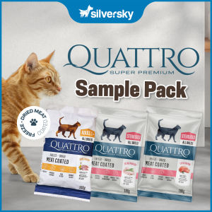 TRIAL SAMPLE PACK | Quattro Adult Dry Cat Food Freeze-Dried Meat Coated Kibble 100g (Bundle of 3)