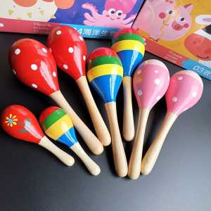 FG Baby Maracas Kayu Mainan Kerincingan Kayu Bayi Wooden Rattle Marakas Kayu Genggam
