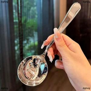 [COD] dgheg Stainless Steel Round Spoon Net Red Golden Dinner Long Handle Stirring Dessert Spoons For Kitchen Accessories Gadgets