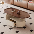 [CozyNest ]Italian Oval Coffee Table/Rock Slab Top/Modern Living Room Side Table/SG Seller. 