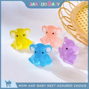 JiaShuo Baby Toy 1PC DIY Cute Figurines Desk Decoration Luminous Miniatures Resin Sitting Elephant Glow At Night Fairy Garden Accessories