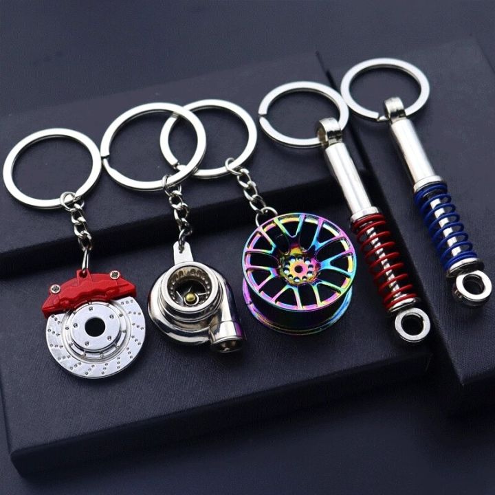 Auto Parts Keychain Pendant Key Chain Shock Absorber Brake Disc Turbo