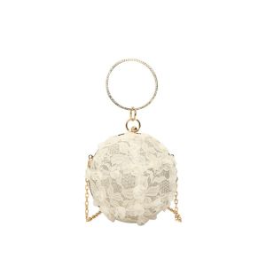CRNGW Embroidery Evening Banquet Bag Large Capacity Lace Ball Handbag Mini Shoulder Bag Clutch Purse Party