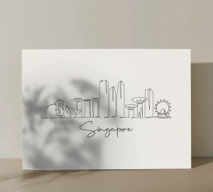 Singapore Cityscape One Line Art Drawing Skyline Print Wall Art Canvas Poster Abstract Painting for home decor