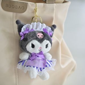 Kawaii Sanrio Keychain Lolita Style Kuromi Cinnamoroll My Melody Plush Toy Keyring Backpack Pendant Jewelry Birthday Gift