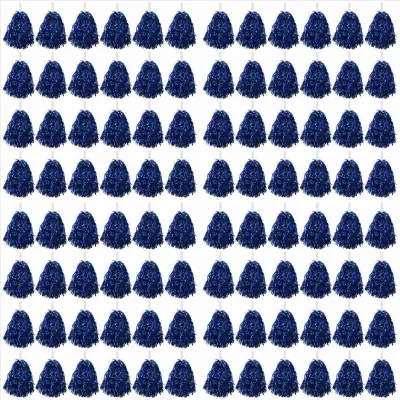 (LBB5) 96Pcs Cheerleading Pom Poms Metallic Foil Cheer Pom Poms with Plastic Handle for Adults Kids Cheerleaders Party Blue