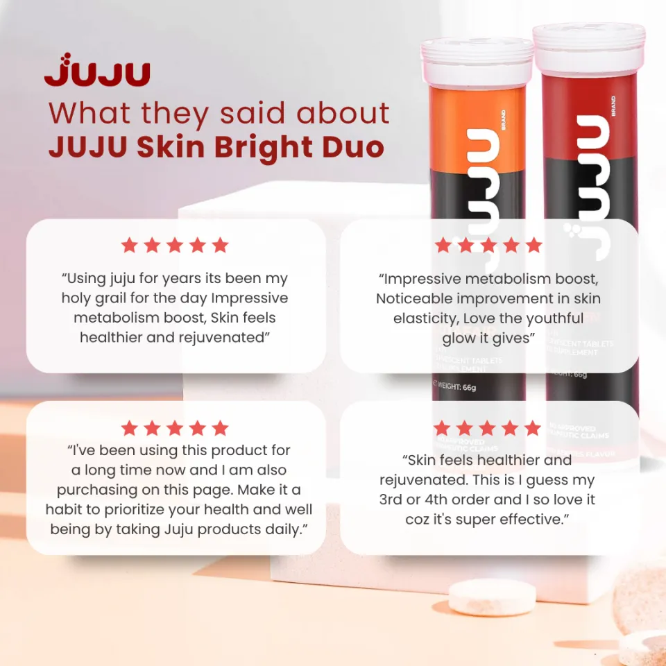 JUJU Collagen + JUJU Glutabright Bundle - 2 Tubes (1 Collagen + 1 Gluta)  for younger looking skin Collagen And Glutathione Tablets Antioxidant Skin  Health Supplement - Lazada