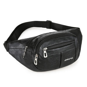 กระเป๋าคาดอก หนังพียู สีดำ/น้ำตาล ซิปแข็งแรง ช่องเยอะ